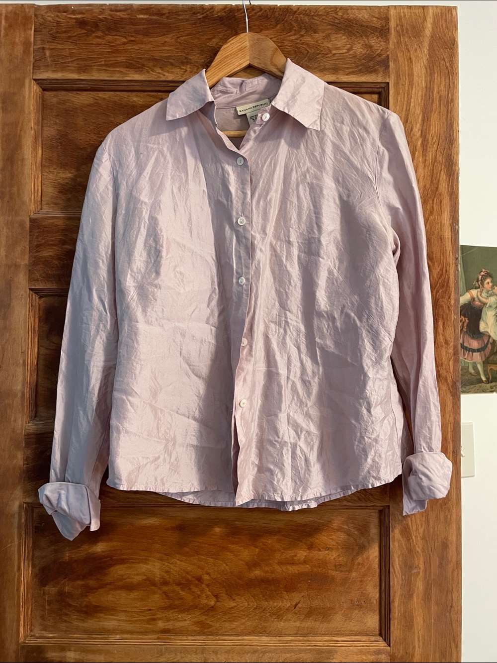 Vintage Banana Republic 100% silk button down lavender shirt